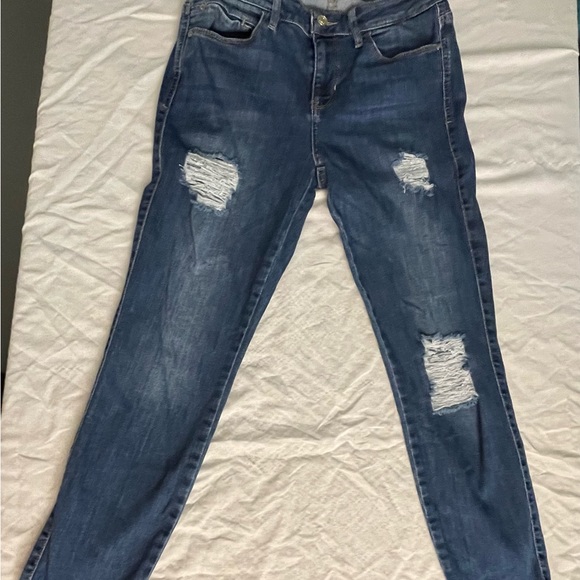 Guess Sexy Curve Ripped Leg Mid Rise Skinny Jeans Size 29(8) - Picture 1 of 15